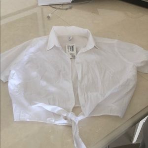 American Apparel Mid-length tie-up blouse